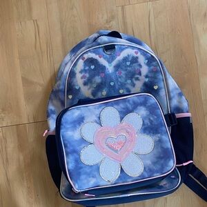 Blue and Pink Kids Backpack with Heart Design